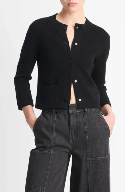 VINCE VINCE SHRUNKEN WOOL & CASHMERE SNAP CARDIGAN