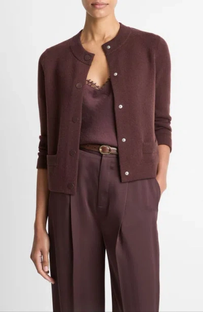 Vince Shrunken Wool & Cashmere Snap Cardigan In Purple