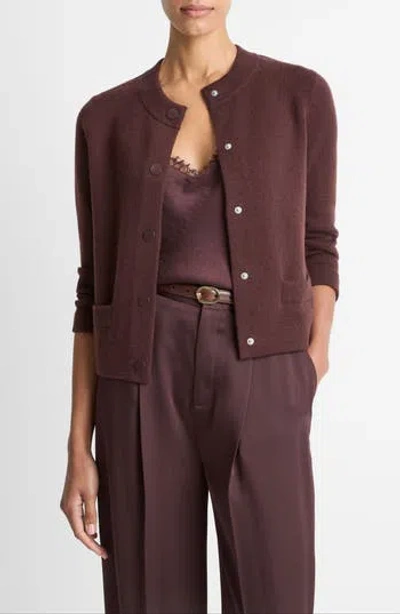Vince Shrunken Wool & Cashmere Snap Cardigan In Brown