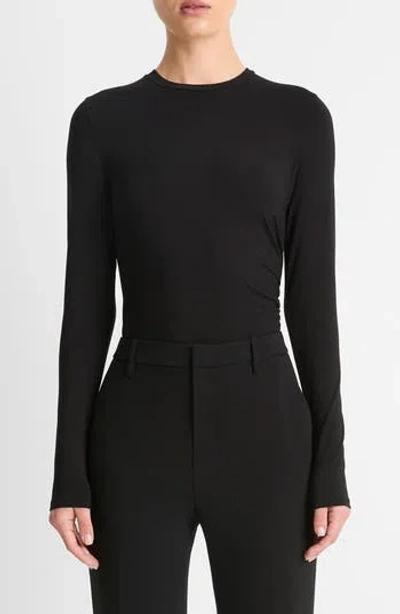 VINCE VINCE SIDE DRAPE CREWNECK TOP