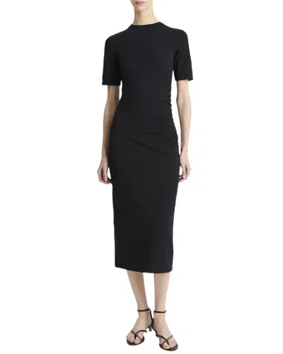 Vince Side Drape Dress In Black