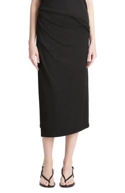VINCE VINCE SIDE DRAPE KNIT MIDI SKIRT