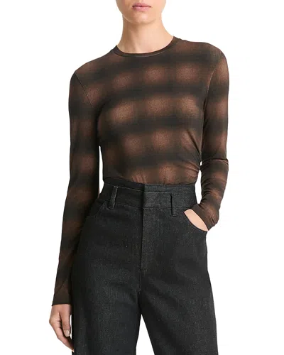 VINCE SIDE DRAPE LONG SLEEVE CREWNECK TEE