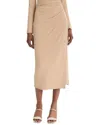 Vince Side Drape Midi Skirt In Neutral