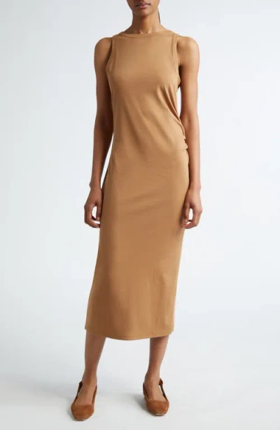 Vince Side Drape Pima Cotton Tank Dress In Nile