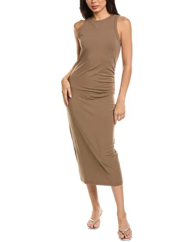 Vince Side Drape Tank Dress In Brown