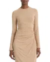 Vince Side Drape Long-sleeve Crewneck Top