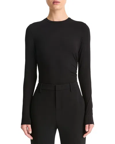 Vince Side Drape Top In Black