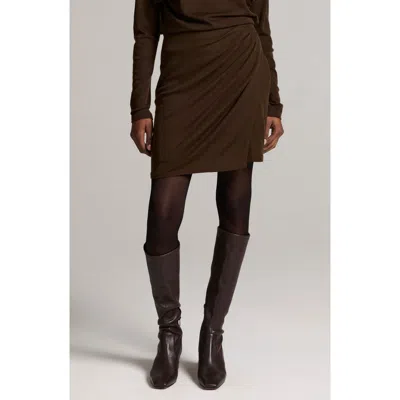Vince Side Drape Wool Blend Skirt In Burgundy