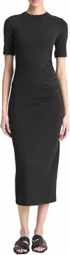 Vince Short Sleeve Midi Dress In Black