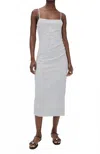 Vince Side Rouche Tank Dress In Black In Multi