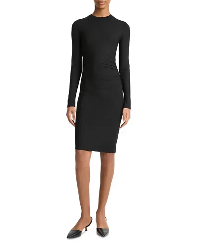 Vince Side Ruched Dress In Black