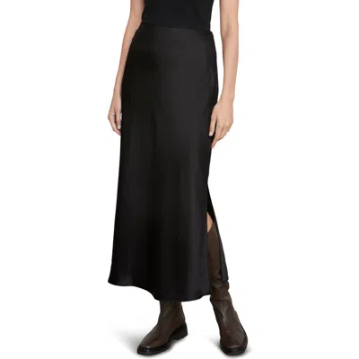 Vince Side Slit Matte Satin Slip Skirt In Black
