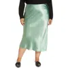 Vince Side Slit Satin Midi Skirt In Hemlock