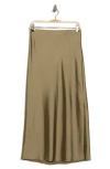 Vince Side Slit Satin Skirt In Artichoke