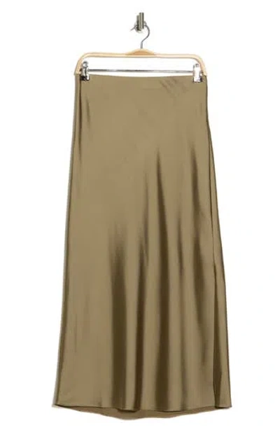 Vince Side Slit Satin Skirt In Artichoke