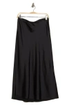 Vince Side Slit Satin Skirt In Black
