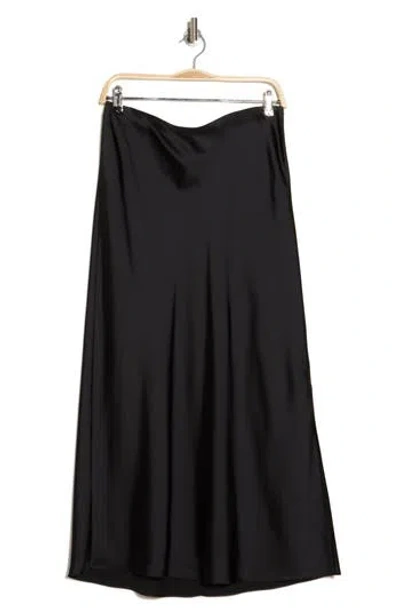 Vince Side Slit Satin Skirt In Black