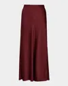 Vince Side Slit Slip Skirt Bordeaux In Red