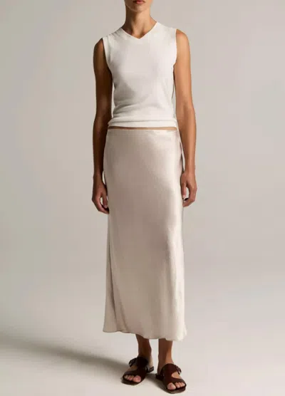 Vince Side Slit Slip Midi Skirt In Champagne In Neutral
