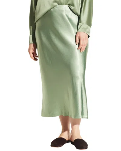 Vince Side Slit Slip Skirt In Green