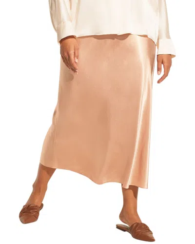 Vince Side Slit Slip Skirt In Brown