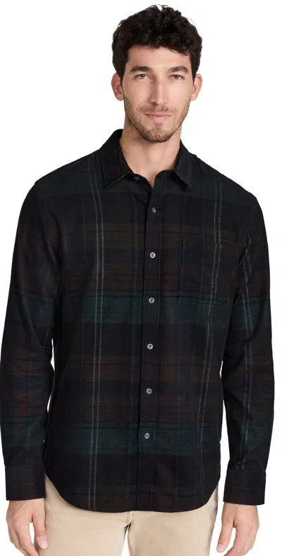Vince Sierra Corduroy Plaid Long Sleeve Top In Surplus Olive/ivy Sky In Multi