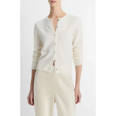 Vince Silk & Cashmere Bouclé Cardigan In White