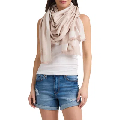 Vince Silk & Cotton Scarf In Oat Sand White
