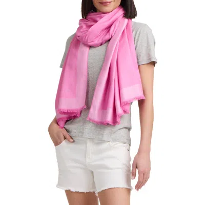 Vince Silk & Cotton Scarf In Pink White