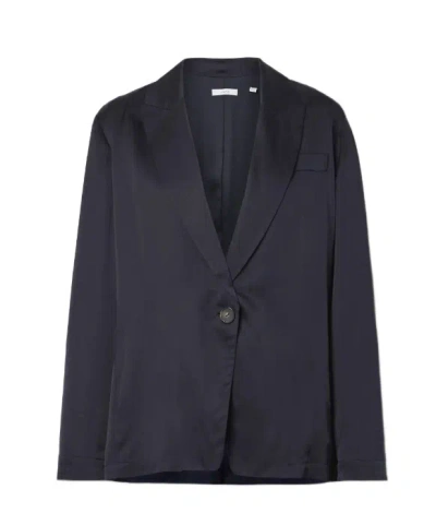 Vince Silk And Cotton-blend Habotai Blazer In Brown