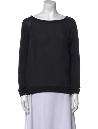 Pre-owned Vince Silk Bateau Neckline Sweater In Black
