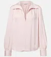 Vince Silk-blend Blouse In Pink