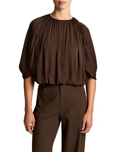 Vince Silk Blend Cape Style Bubble Blouse In Brown