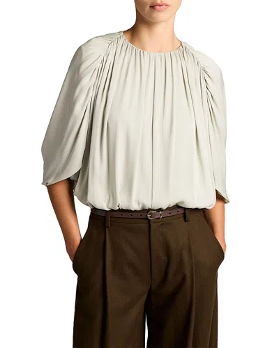 Vince Silk Blend Cape Style Bubble Blouse In White