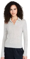 Vince Silk Blend Collar Crew Neck Mist Grey