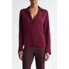 Vince Silk Blend Polo Shirt In Cherry Wine