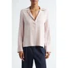 Vince Silk Blend Polo Shirt In Rose Pearl