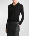 Vince Silk-blend Polo Sweater In Black