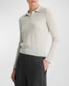 Vince Silk-blend Polo Sweater In Mist Grey