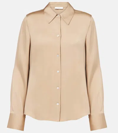 Vince Silk-blend Satin Shirt In Neutral