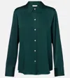 Vince Silk-blend Satin Shirt In Green