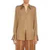 Vince Easy Long-sleeve Button-front Shirt In Camel