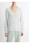 Vince Silk Blend V Neck Sweater In Sky Mist In Green