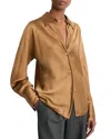 Vince Silk Button-up Shirt In Almond
