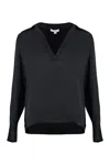 Vince Silk Blouse With V-neck And Side Slits In Black