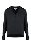 Vince Silk Blouse With V-neck And Side Slits In Black
