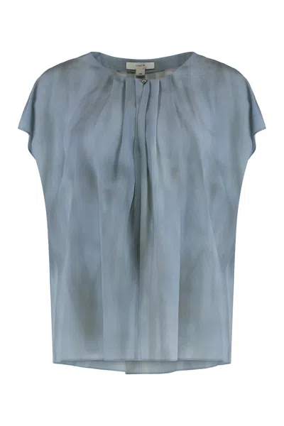 Vince Silk Blouse In Blue