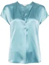 Vince Tie-neck Silk Blouse In Blue