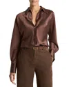 Vince Silk Button-up Shirt In Brown